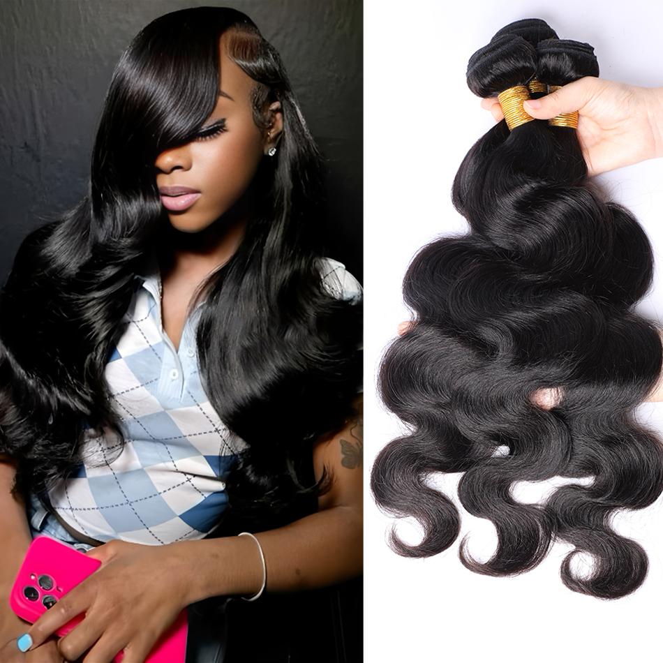 Iwish Brazilian Human Hair Body Wave Bundles 12A Remy Hair 30 32 Inches Quick Weave Sew In Style For Black Women Trending On TikTok With Natural Shine & Volume