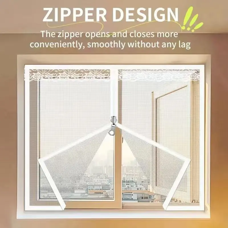 Adjustable Window Screen, Anti-Mosquito, Air Circulation, Multiple Sizes, Minimalist Style, Zipper for Easy Opening/closing, Durable Fiberglass