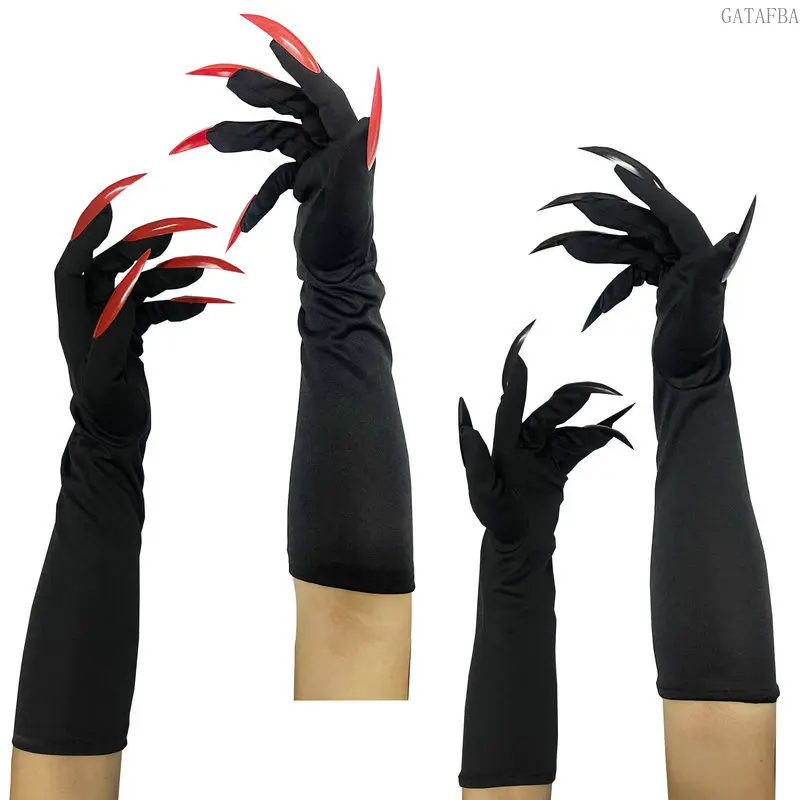 Long Halloween Claw Gloves With Long Nails Vampire Witch Cosplay Black Sleeve Gloves For Party Cosplay Costume Dress-up,back to school,back to school haul