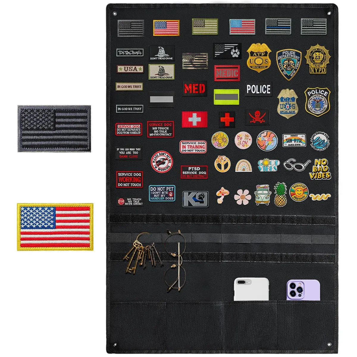 1pcs Tactical Patch Display Board Stand, Velcro Badge Holder for Uniforms, Size 35x23 Inches, One Size Fits All