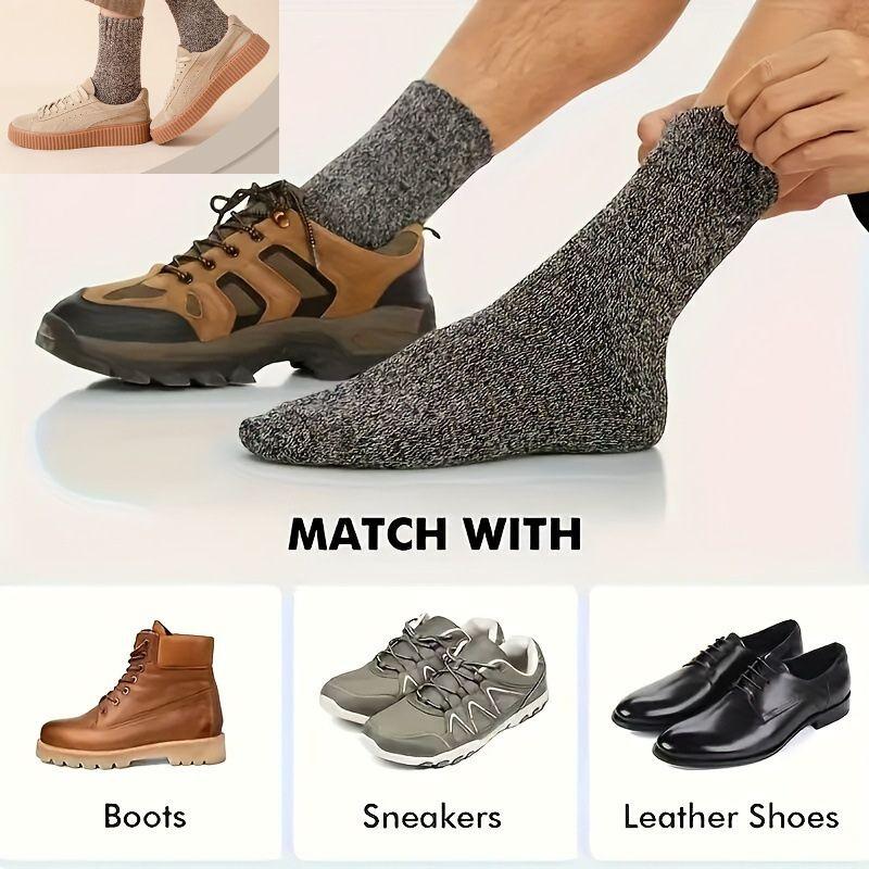 10 Pairs of Men's Socks Crew Classic Solid Mid-calf Work Socks 10 Pack 10 Set Plain Elastic Warm Casual Soft Dual Defense Socks for Fall Autumn Winter Comfy Man's Socks for Sports Athletic Daily Wear Running Traveling