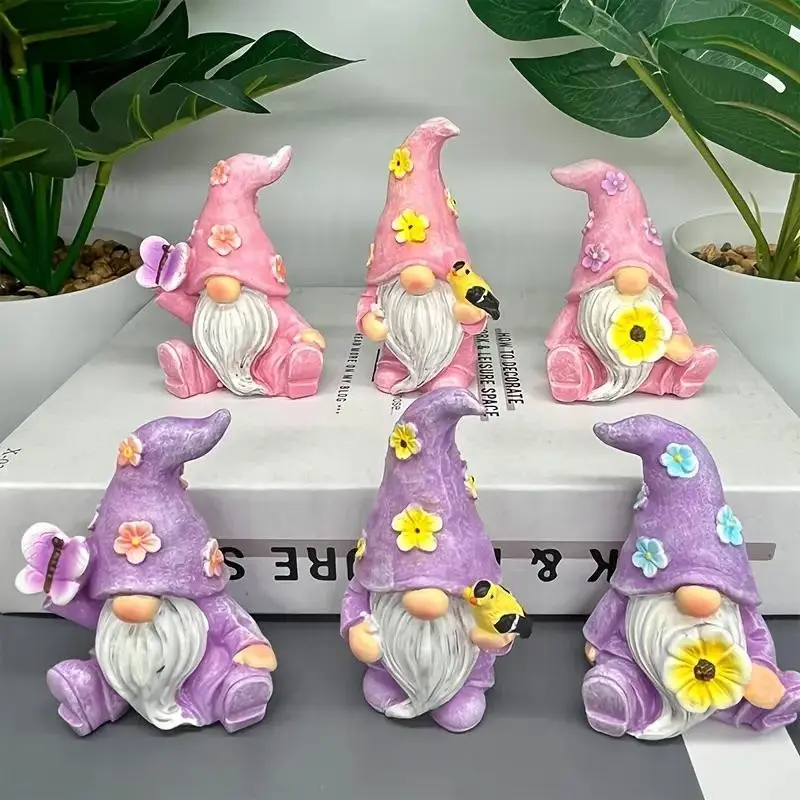 Anime-Style Resin Gnome Statue Set, 3-Piece Decorative Figures, Indoor/outdoor Use, Perfect Gift for Holidays & Special Occasions