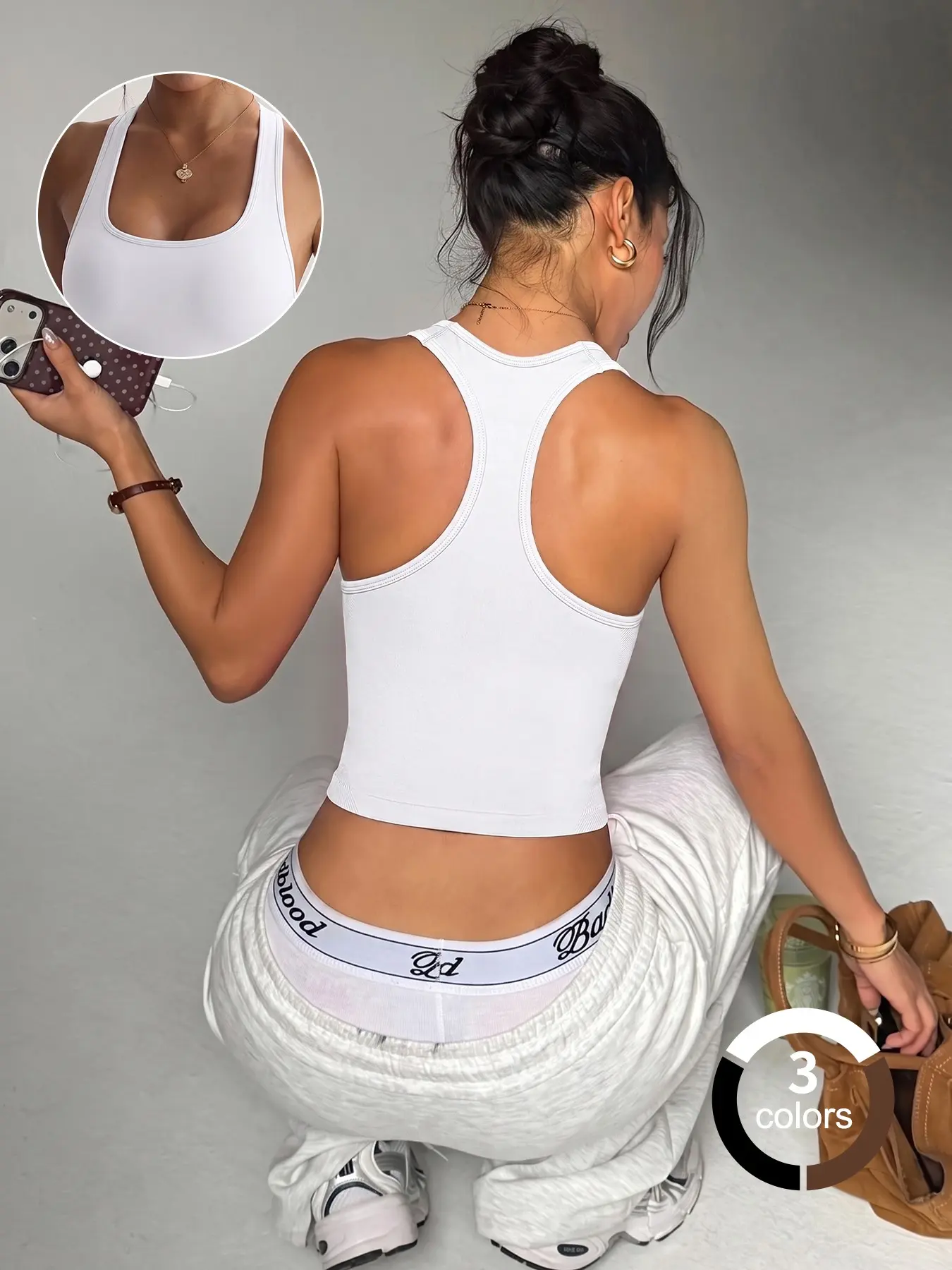 Women Halter Neck Yoga Tank Tops Racerback Removable Pads Sexy Backless Workout Gym Top Casual Solid Color Soft For Gym Daily Wear Sports