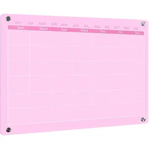 Acrylic Wall Calendar, 15.7''x11.8'', Acrylic Monthly Wall Calendar, Pink Dry-Erase Board for Home and Office