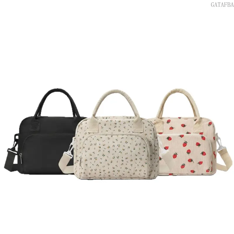 New Corduroy Lunch Bag, Large Capacity Insulated Thermal Tote, Portable Bento Bag for Students, Commuting and Picnics