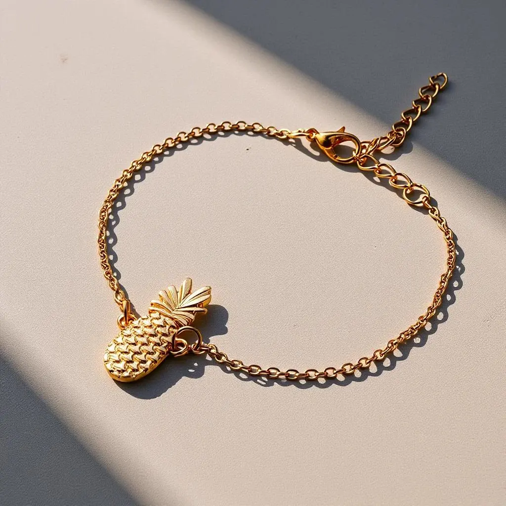Bohemia 3D Pineapple Anklet Chain Hollow Gold Foot Chain Women Ankle Bracelet Lightweight Beach Style Women Anklet Bracelet