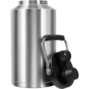 Insulated water bottle, 1-gallon water jug with handle, 128-ounce stainless steel large-capacity water bottle, wide-mouth double-layer vacuum design, suitable for hot and cold beverages, made of stainless steel