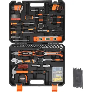 247PCS Tool Set with Case, Household Tool Kit with Socket Wrench Set, Screwdrivers, Pliers, Hammer, Tape Measure - Premium Steel, Soft-Grip Handles for Home Repair, DIY, Auto, Workshop & Gifts