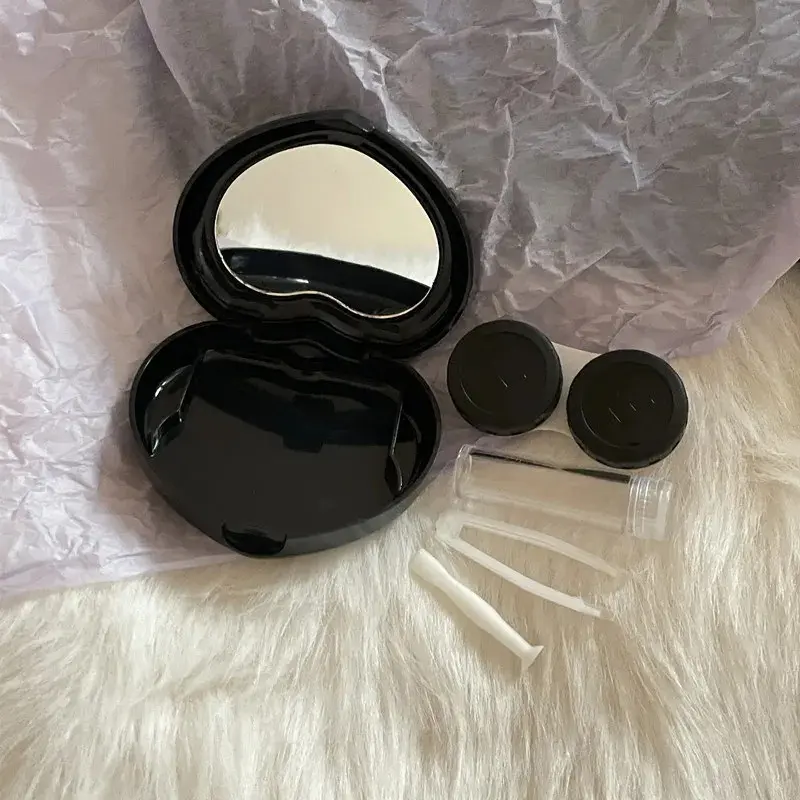 Heart Contact Lenses Box, Color Eyes Tool Kit, Contact Lens Storage Care Holder, Container with Mirror Tweezer