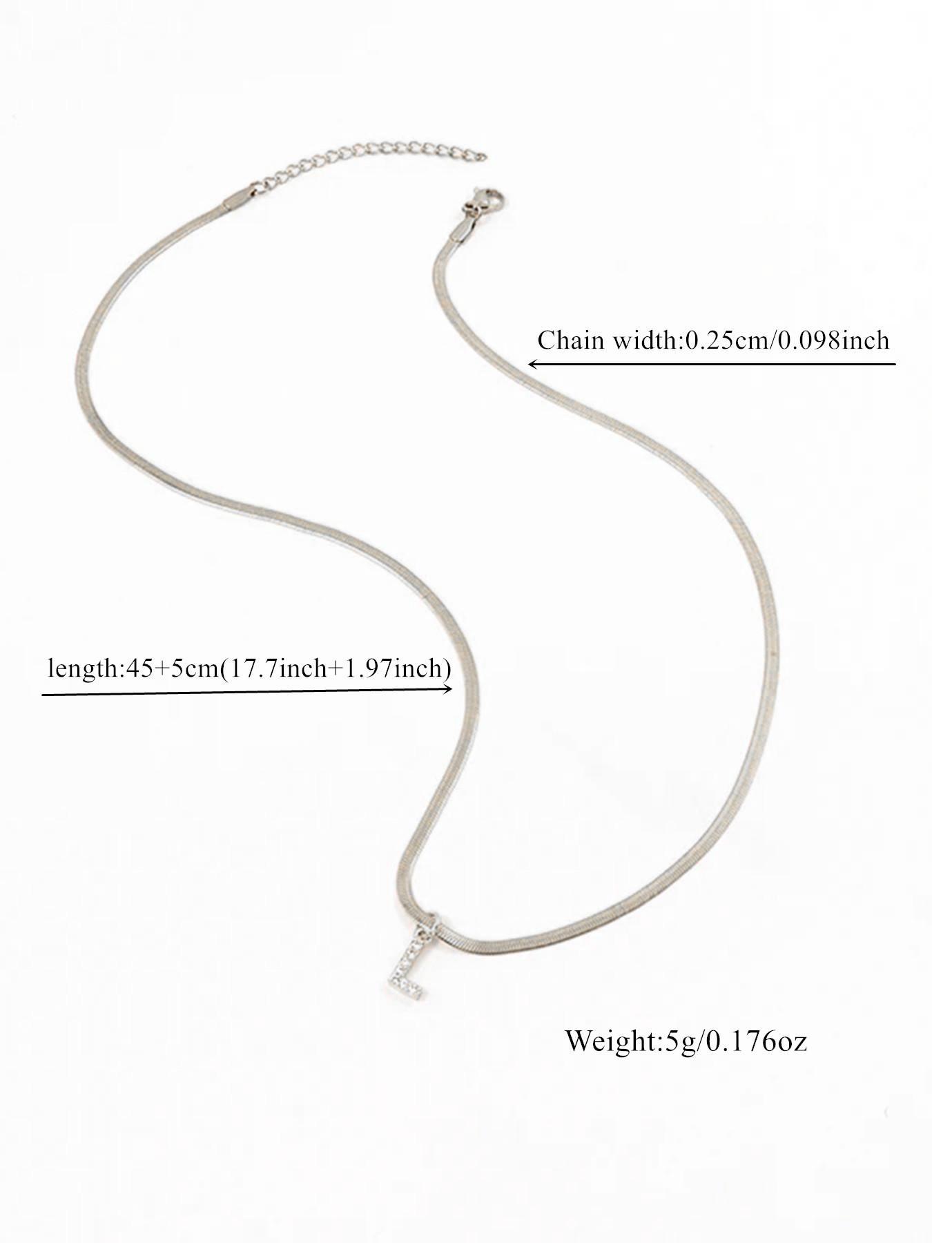 Fashion Letter Design Copper Pendant Stainless Steel Chain Necklace for Women, Elegant Rhinestone Necklace, Fashion Jewelry for Party, Daily Clothing Decor, Trendy All-match & Exquisite Jewelry for Birthday Gift