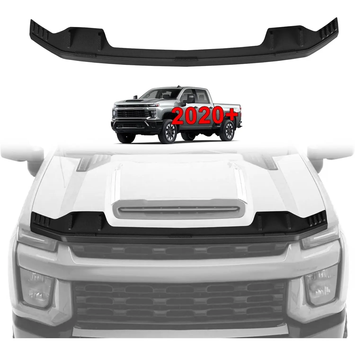 TripleAliners Hood Deflector Shield, TPE Bug Deflector & Debris Guard Compatible with 2020-2026 Chevy Silverado 2500/3500HD (Chevy HD) Fits 2020+ Car Exterior Accessory Replacement, Hood Shield