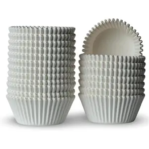 200 Paper Cupcake Liners, Muffin Liners or Baking Cups for Desserts, Muffins, Cupcakes and More Treats; Grease Proof, No Smell, Food Grade, Nut Serving Containers (White)