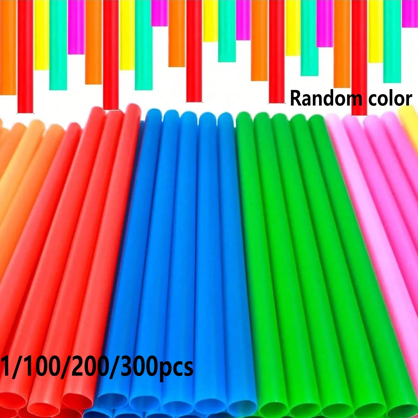 Large Wide Mouth Reusable Straw Set, Multicolor Plastic Straws for Bubble Tea, Smoothies, Cocktails, Home Parties, 1/100/200/300 Count