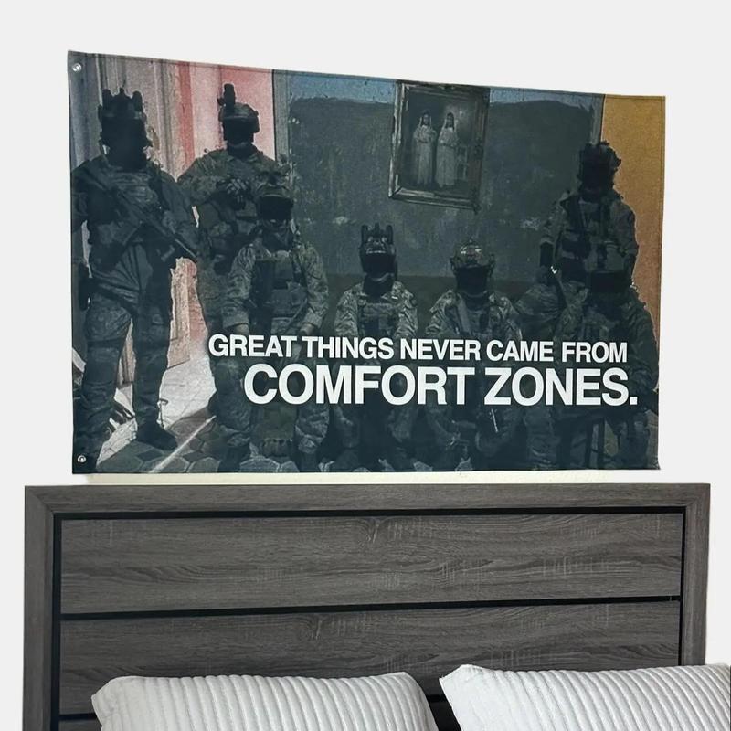 No Comfort Zones Motivational Flag college flag Banners Room Decor Tapestry Wall Mural Wall Hanging Tapestry Boys and Girls Room Decor