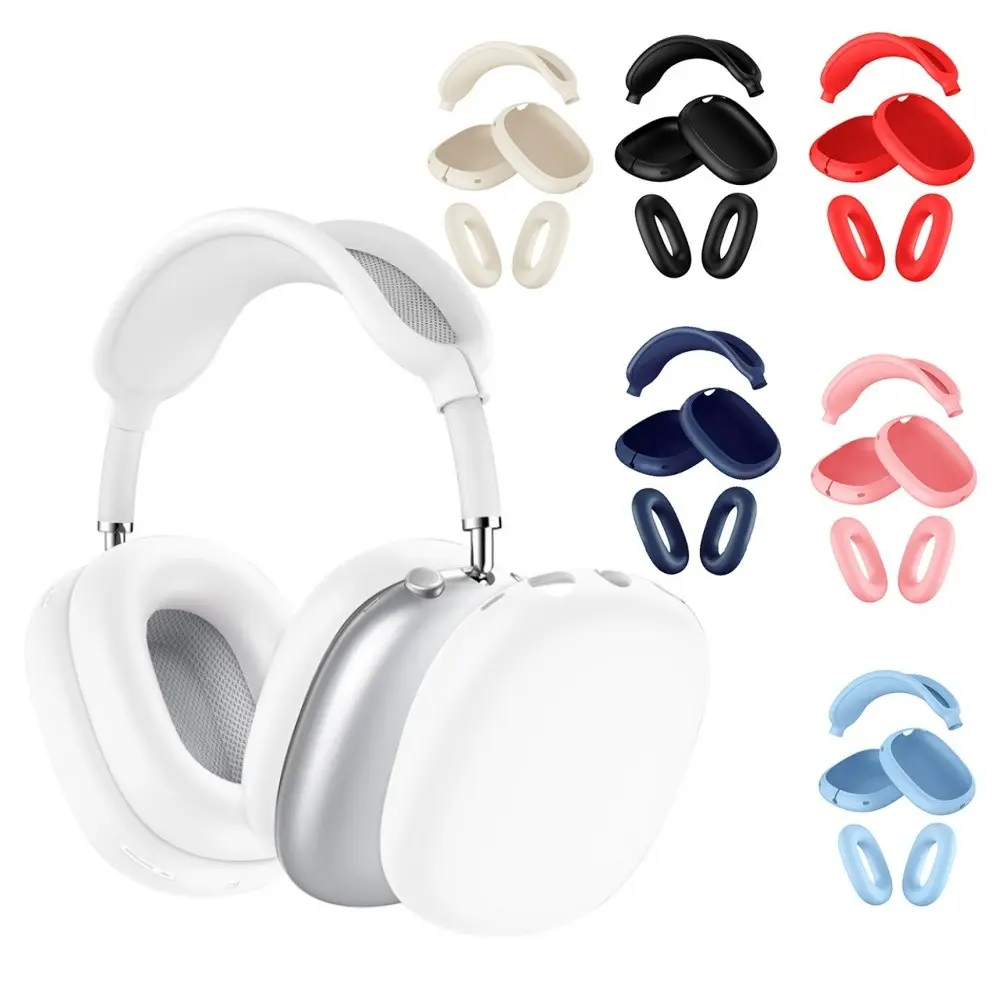 5-In-1 Silicone Earphone Protector Case for Apple AirPods Max Headphones, Soft Anti-Scratch Full Protection Transparent Headset Cover, Earphone Protective Cover, Headphone Accessories