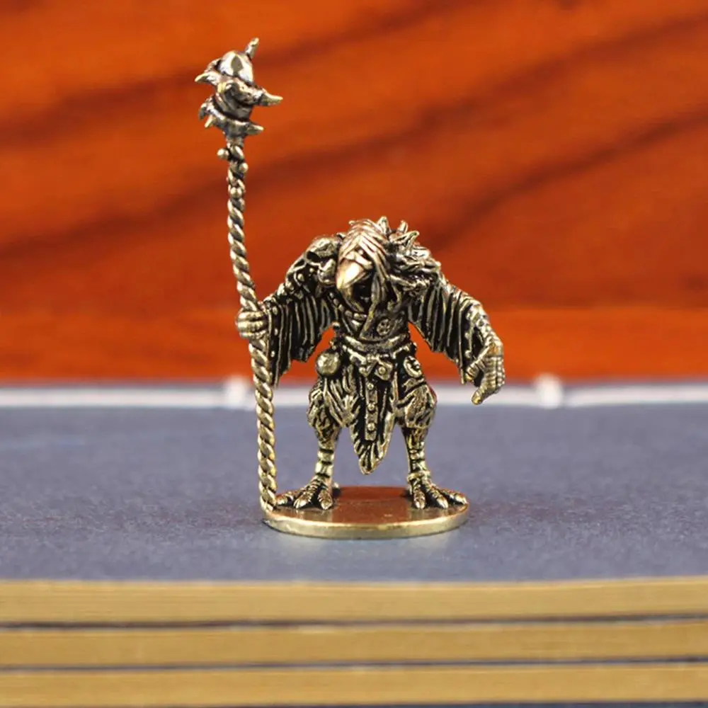 Mystical Wizard Birdman Brass Statue​ - Vintage Staff-Holding Figurine for Desktop Mystical Decor, Unique Collector's Art Piece