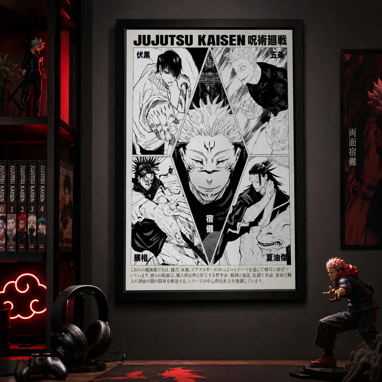 Jujutsu Kaisen Anime Manga Poster Art Print, JJK Sukuna Toji Gojo Geto Choso Vintage Minimalist Japanese Wall Decor Artwork, Canvas Wall Art Print, Anime Room Decor for Bedroom Dorm Gaming Room Office, Manga Poster Gift for Anime Fans