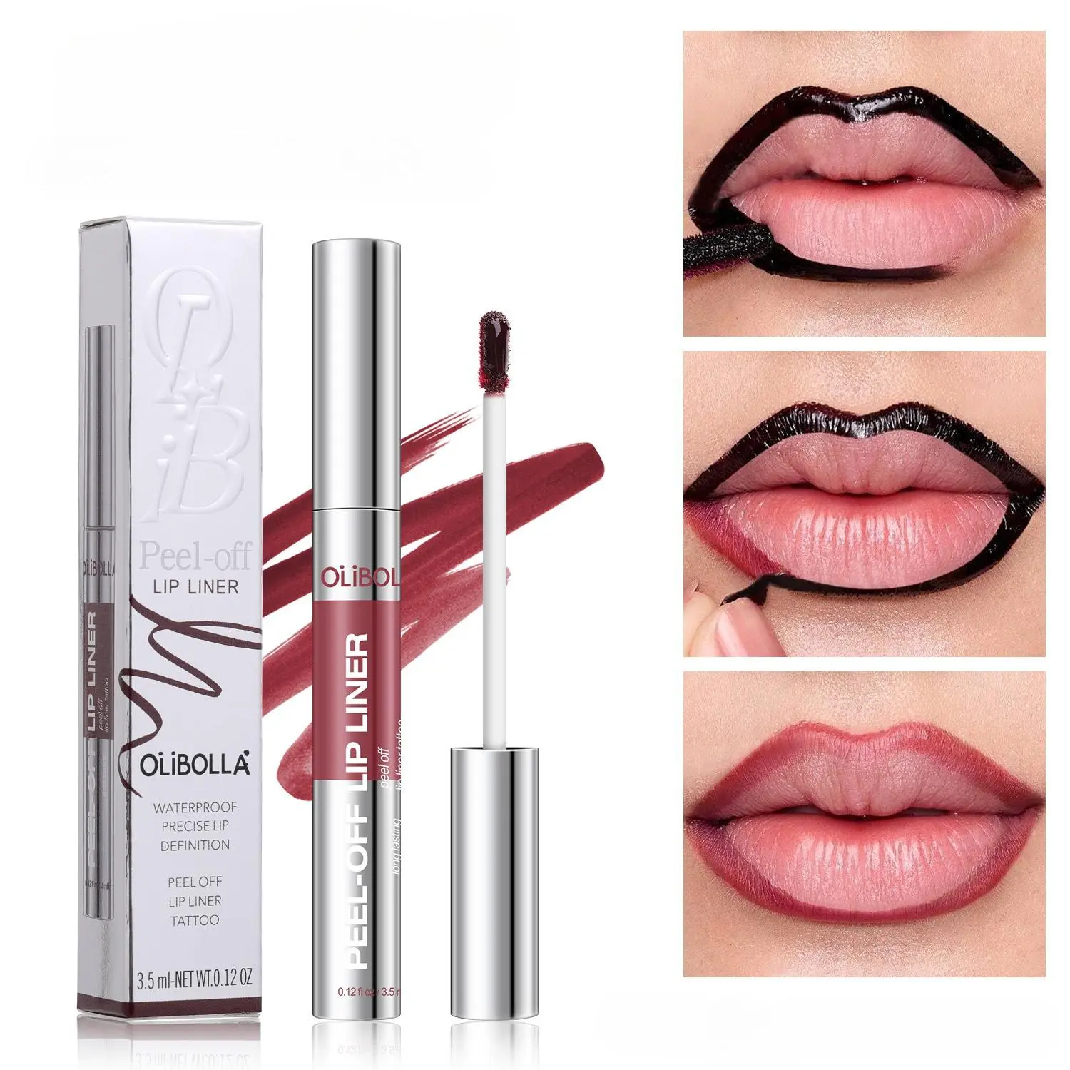 Peel Off Lip Liner Tattoo, Long Lasting Waterproof Matte Lip Stain Lip Liner Tint, Liquid Lip Gloss Peel Off Lip M for Women Makeup Gift for All Skin Types