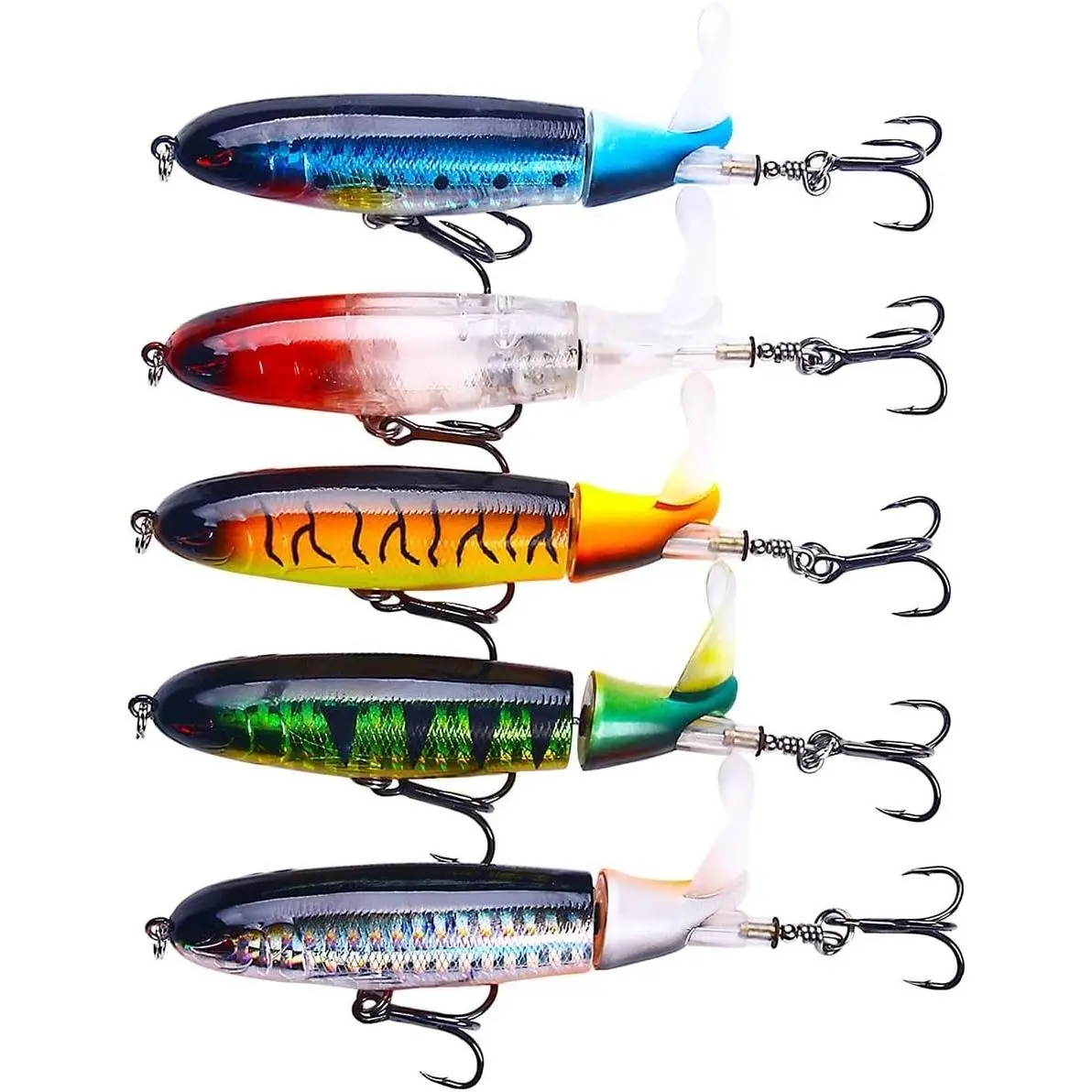 Topwater Fishing Lures Whopper Popper Floating Pencil Bait Rotating Tail Lure With Storage Box for Bass Catfish Pike Perch Freshwater Saltwater Fishing