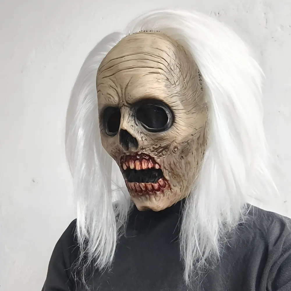 Realistic Full Head Zombie Skull Mask, Latex Material, Hair Design, Perfect for Halloween Costume, Party, Carnival