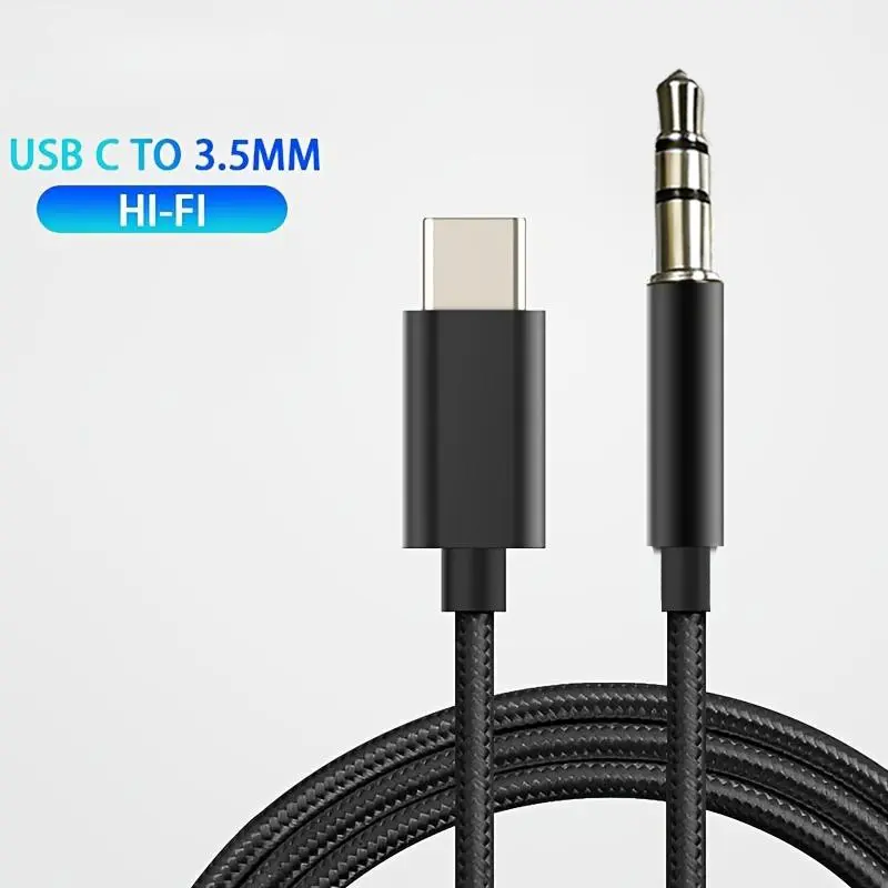 1m USB Type C to 3.5mm Female Headphone Jack Adapter, Portable USB-C To 3.55mm AUX Audio Cable, Auxiliary Cord, Phone Accessories for Home Car