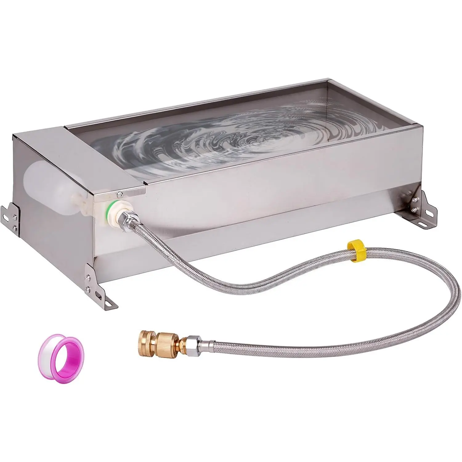 Automatic Livestock Water Trough Stainless Steel Drinking Water Bowl Dispenser with Float Valve Kit Large Capacity Outdoor Self Filling Trough for Dog Horse Pig Cow Goat