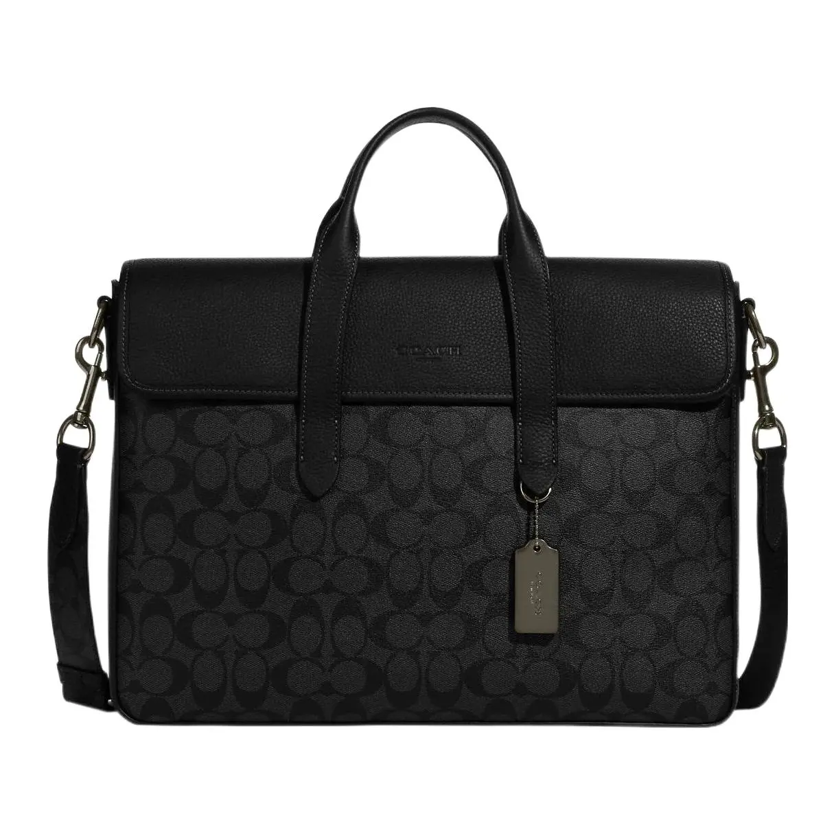Coach Sullivan 39 Magnetic Snap Top-Handle Briefcase – Large Leather Men’s Crossbody and Shoulder Bag in Black