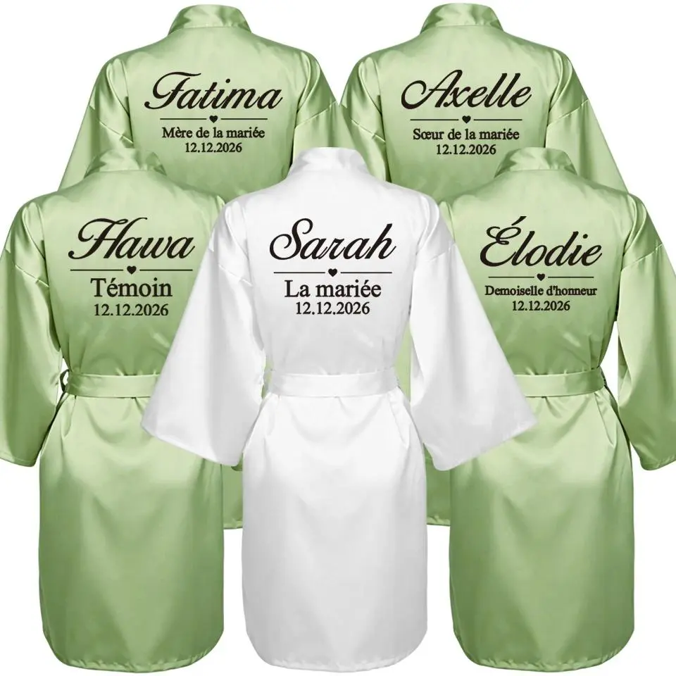 Women's Glitter Customized Bridal Loungewear Robes - Personalized with Name & Date, Special Gift for Brides & Bridesmaids, Fashion Accessory