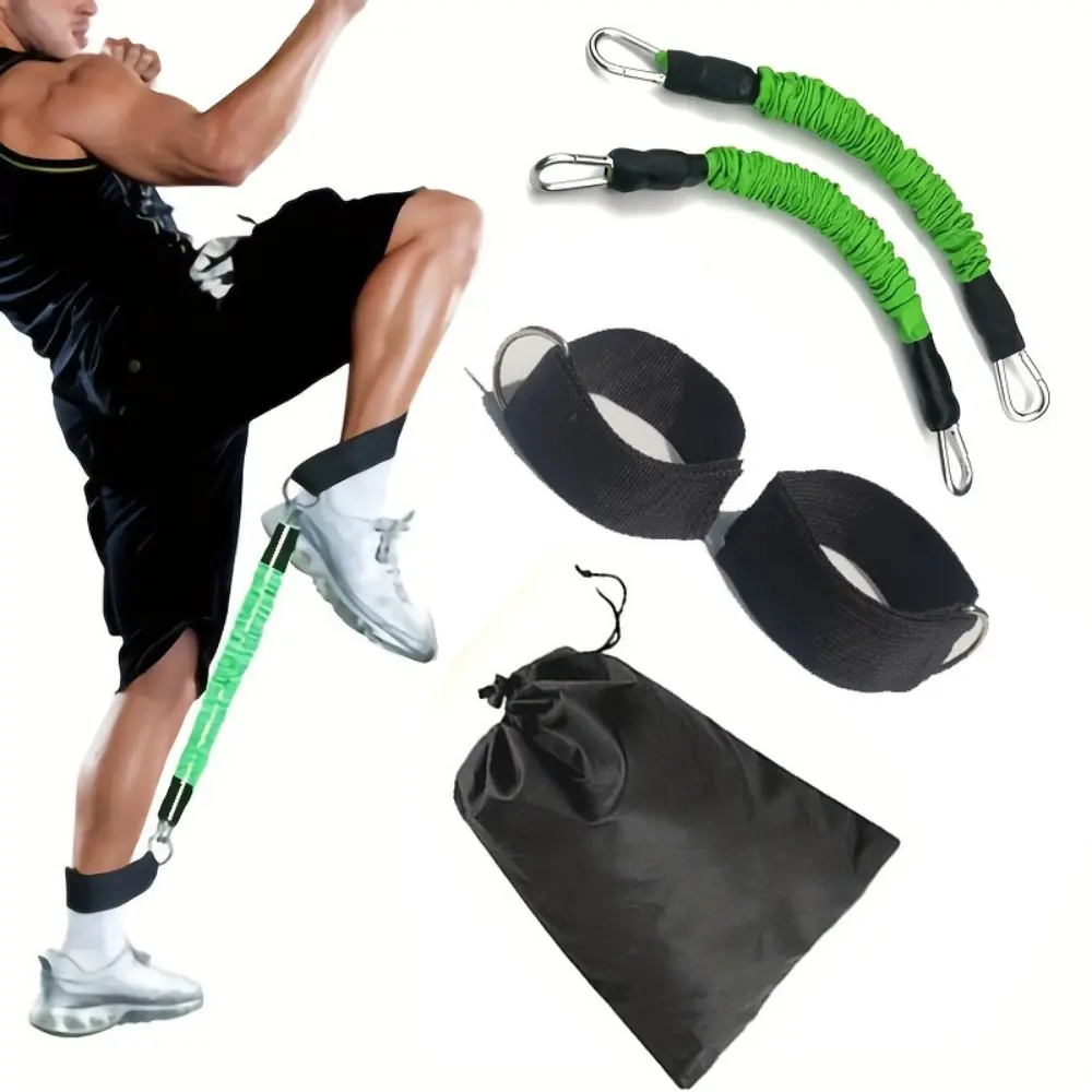 Ankle Resistance Bands with Straps – Leg Exercise Pull Rope for Jump Training, Side Steps & Agility, Adjustable Elastic Ropes for Taekwondo, Basketball, Soccer, Men Women Fitness