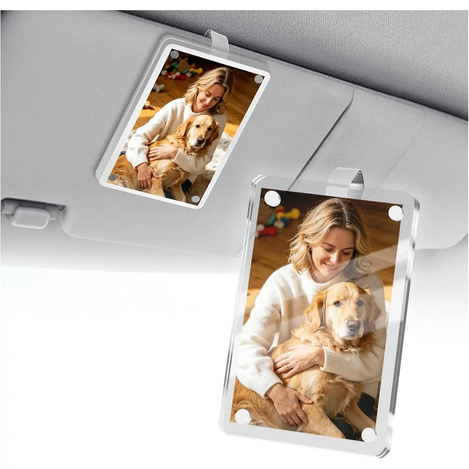 Picture Holder,  Photo Holder Supports Horizontal & Vertical Placement,  Visor Picture Holders for  Interior with Clips as Birthday  (4.75 * 2.78“)