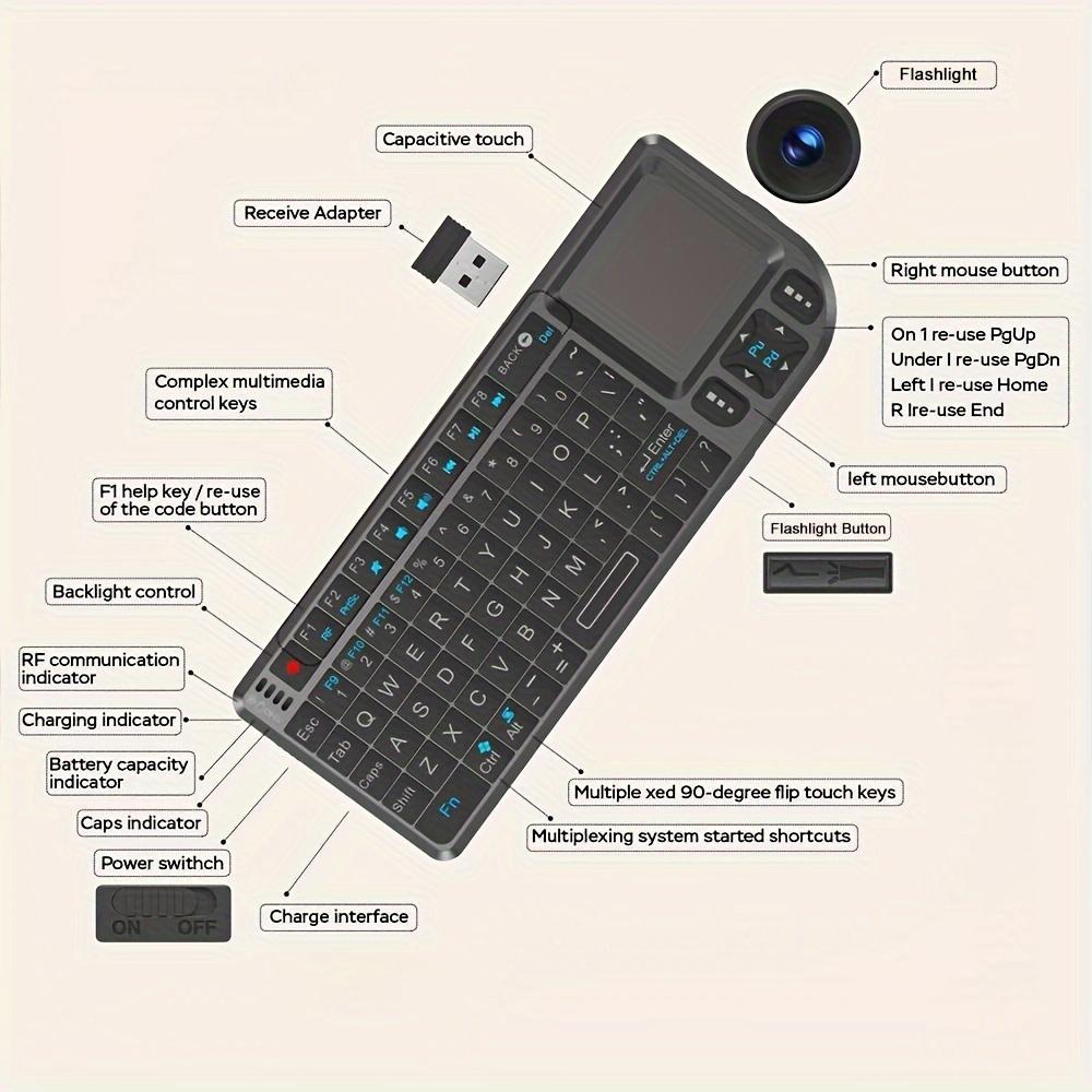 Mini Wireless Keyboard, Portable Rechargeable 2.4G Backlit Keyboard with Touchpad for PC, Mac and Smart TV, Multifunctional Keyboard #GLOBAL PICKS
