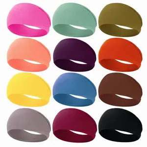 12 Pack Wide Non Slip Workout Headbands Soft Elastic Sweat Wicking Sports Bands for Yoga Running Gym Fitness