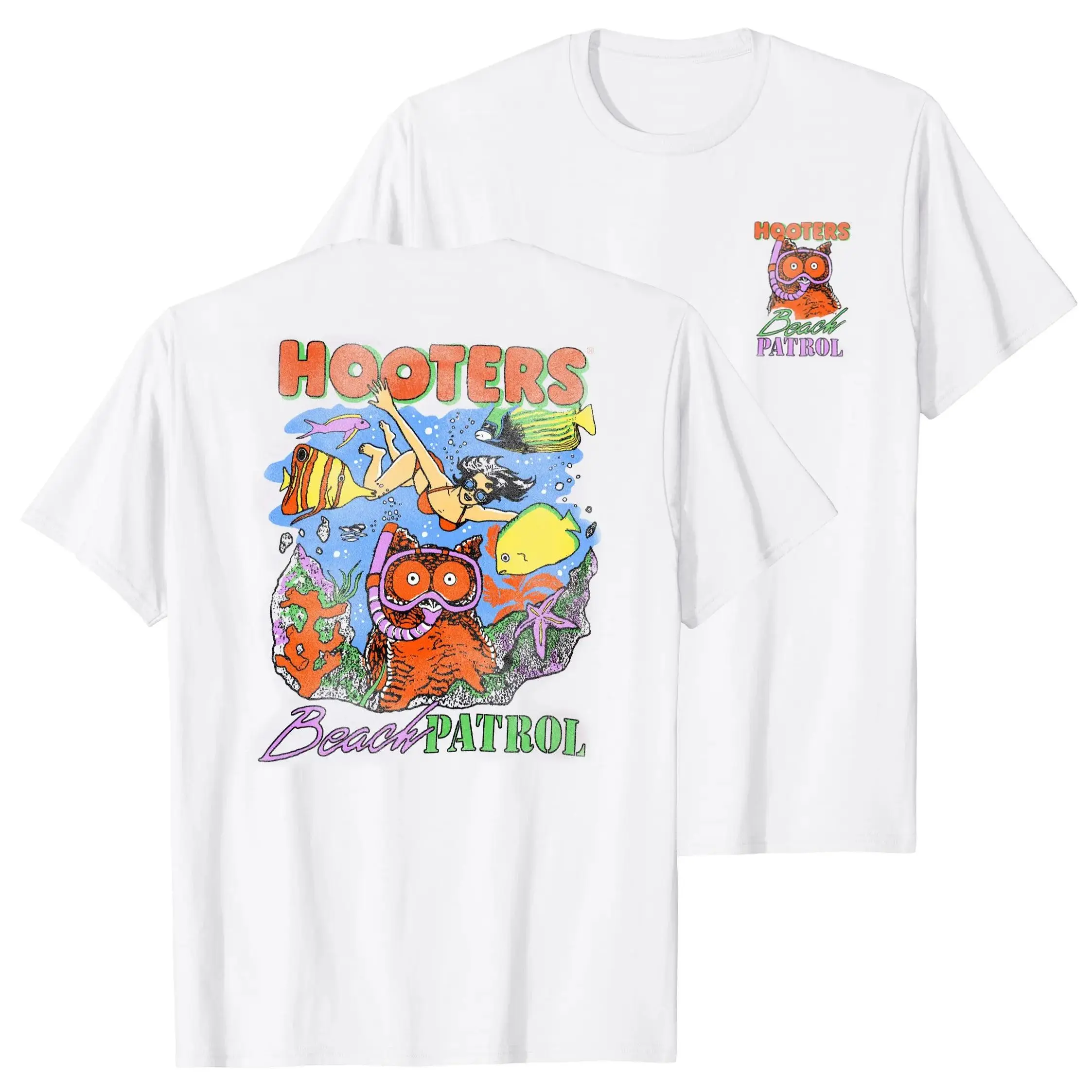 Vintage Cancer-Free Hooters Beach Patrol T-Shirt, Sports & Outdoor Swimwear Surfwear Apparel