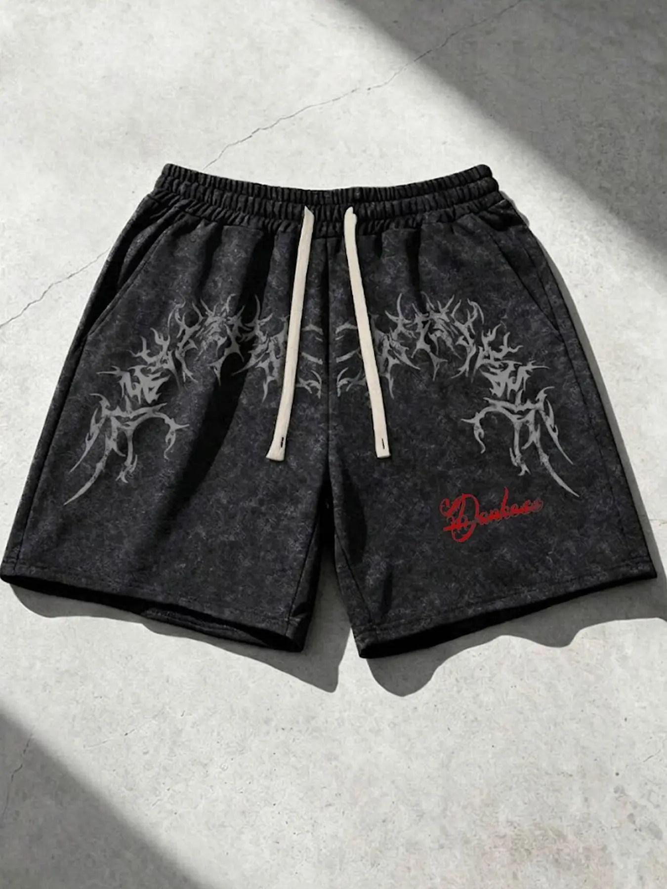 Men's Graphic Print Cookie Man Drawstring Waist Shorts, Fitted Casual Shorts, Fashionable Streetwear, Comfortable Casual Pants, Perfect for Outdoor Activities