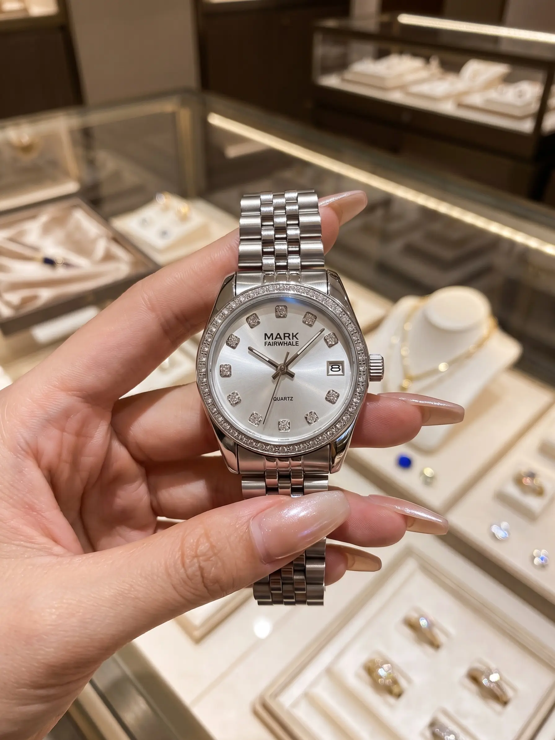 Mark Fairwhale Women's Quartz Watch Fw-3050, Elegant Diamond-Embedded Design, Stylish and Luxurious, Perfect for Special Occasions