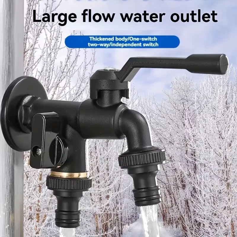 Heavy-Duty Outdoor Faucets with Two Dual Independent Switches, Thickened Structure for Gardens, Lawns, Washing Machines, Courtyard