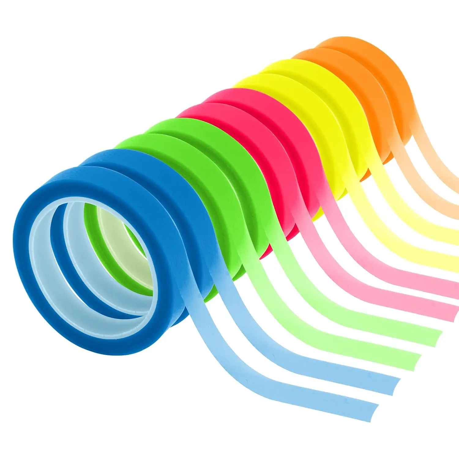 10 Rolls Highlighter Tapes, Clear Color Tape Removable Marking Sticker for Reading Class, Fluorescent Colored Tags, 16 ft Per Roll