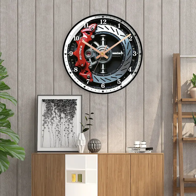 Retro Motorcycle Style Tempered Glass Wall Clock Creative Fashionable Light Luxury Living Room Decorative Wall Clock