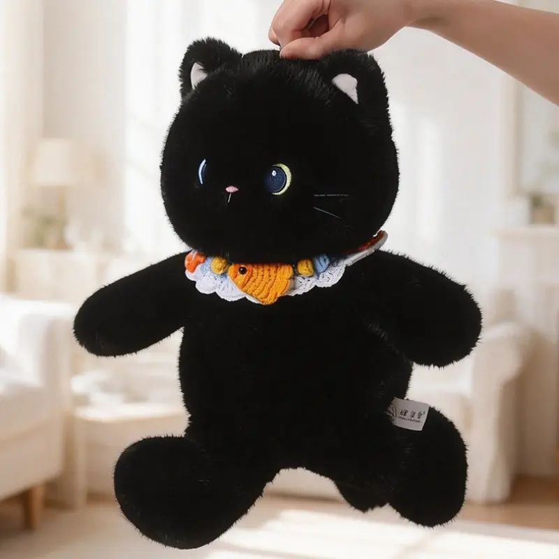 Soft Plush Cat Doll, Adorable Cat Tri-Color Alien Cat Bib, Perfect Birthday Gift for Couples and Friends, Christmas Present