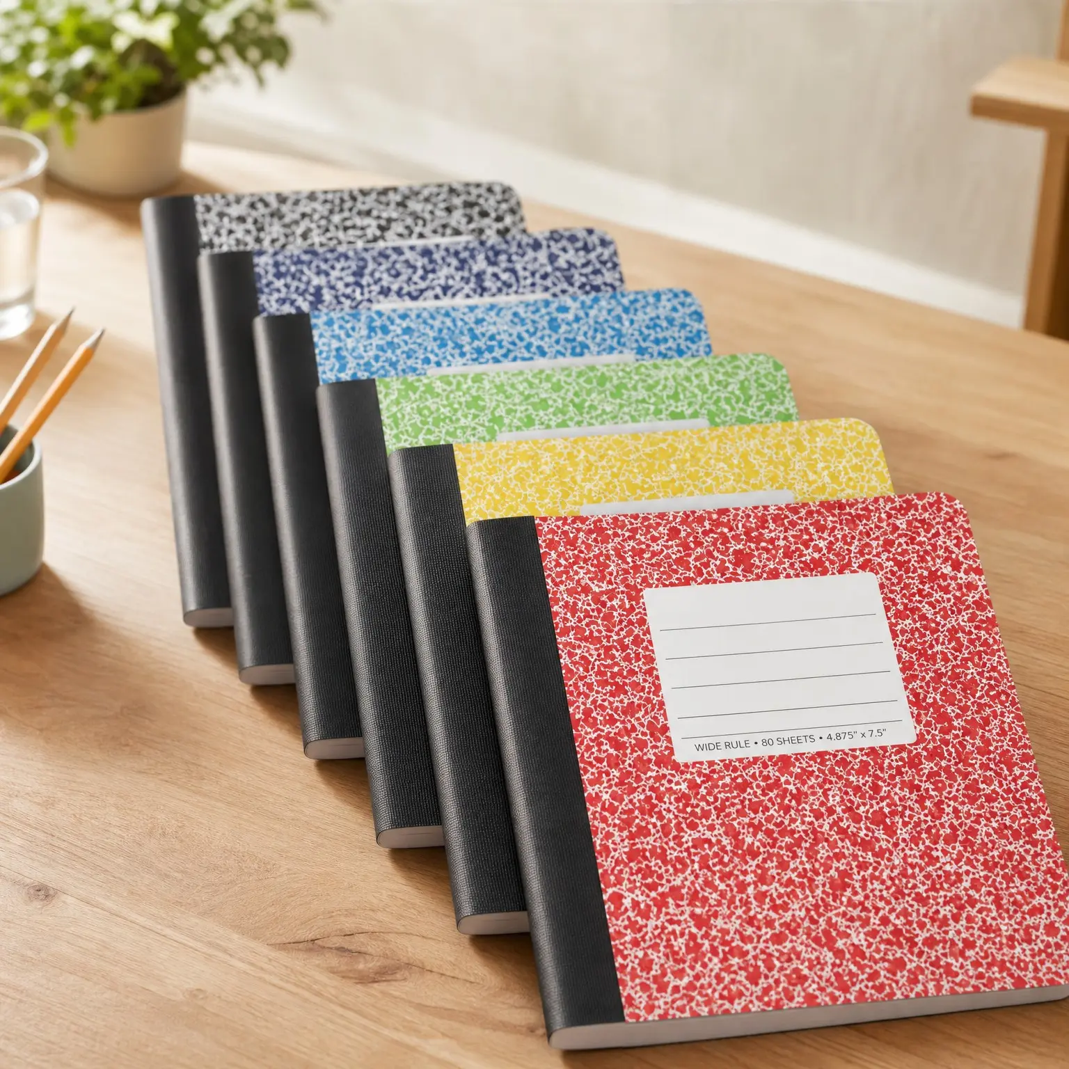 Composition Mini Notebooks, 6 Pack, Wide Ruled Paper, 4-7/8 x 7-1/2 Inch School Journals, Assorted Color Covers, 80 Sheets per Book (63779)Gift