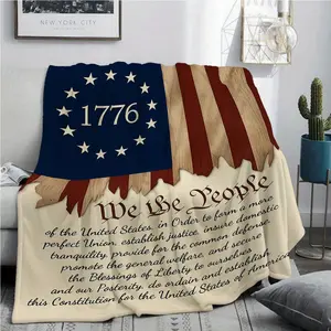 One "We the People" 1776 U.S. Constitutional Convention Commemorative Blanket - Patriotic American Flag Colors (Red, White, Blue), soft flannel bedspread/sofa cover/historical decoration, suitable for home, office, camping - Educational gift for history e