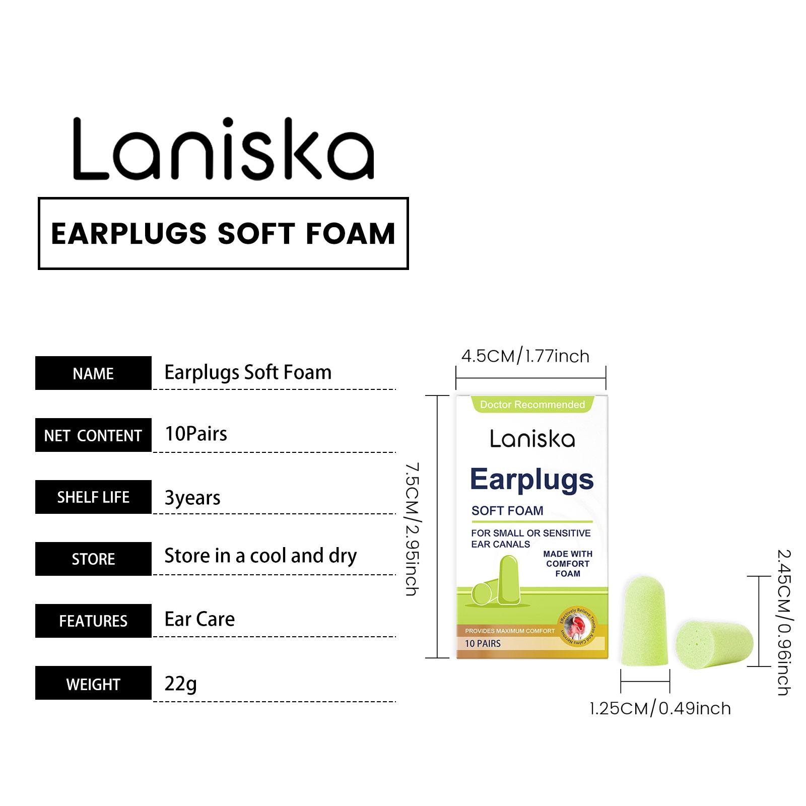 Laniska Foam Care Earplugs: Comfortable, soft foam earplugs for close-fitting ear care and relief