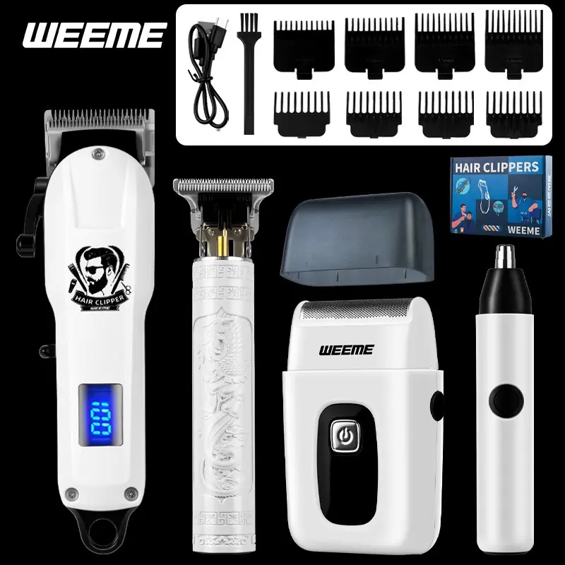 Weeme Men's Hair Clipper Set, Professional T-Blade Trimmer with LED Display, Includes Shaving Kit and Nose Hair Trimmer, Series