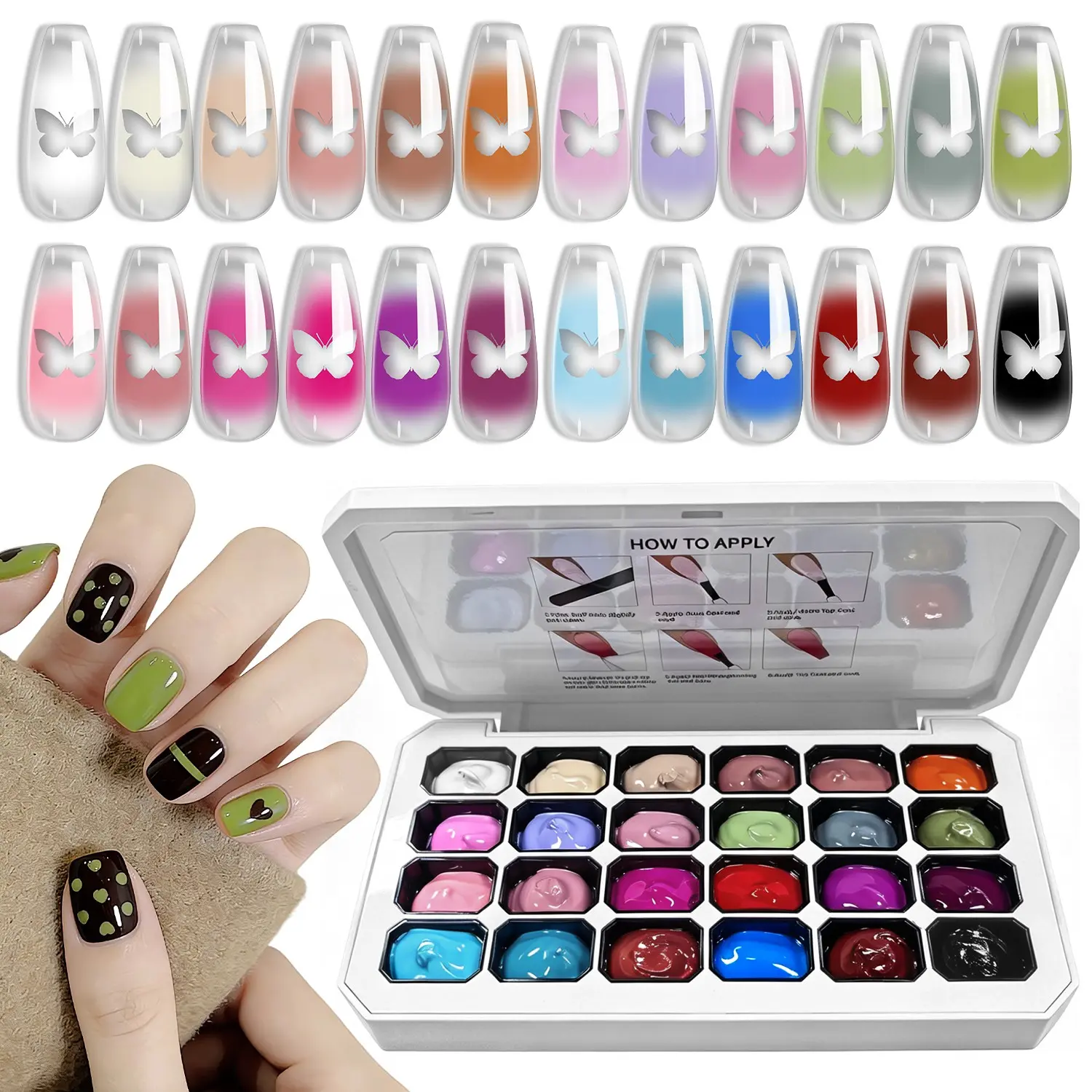 24 Colors Nail Concealer Patting Gel - Concealer Gradient And Painting. Fashion LED No-Wash Gel Polish, High Saturation Bright Gloss, Nail Art Care Ess