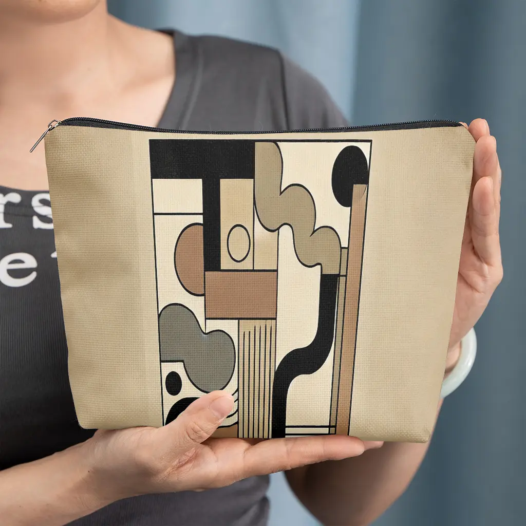 cosmetic bag 1pc, Abstract Composition Art, Zipper closure, unisex, travel/daily storage bag, lightweight and machine washable, stylish toiletry bag, perfect for Valentine's Day, New Year's, or birthday gifts.