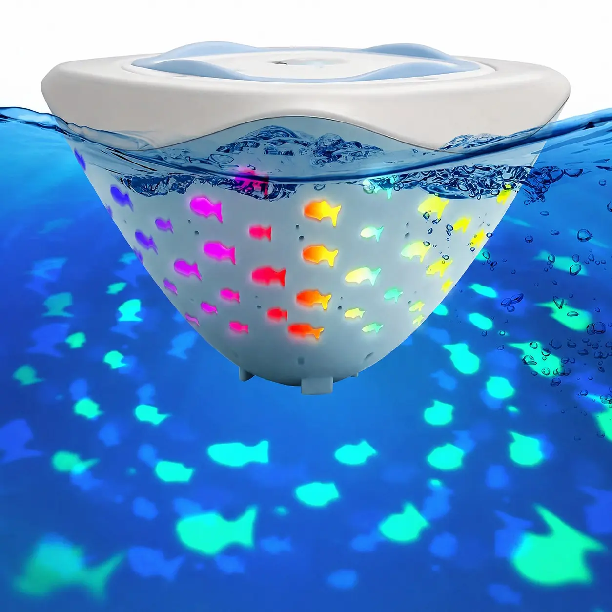 Kolzp LED Floating Fish Projector Light, Ip67 Waterproof Multicolor Underwater Fountain Light, AAA Battery Powered, Pool Party Decor