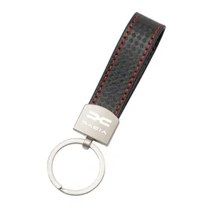 Plaid Leather Car Keychain Ring For Dacia Logan Sandero Jogger Spring Bigster Duster Lodgy Dokker