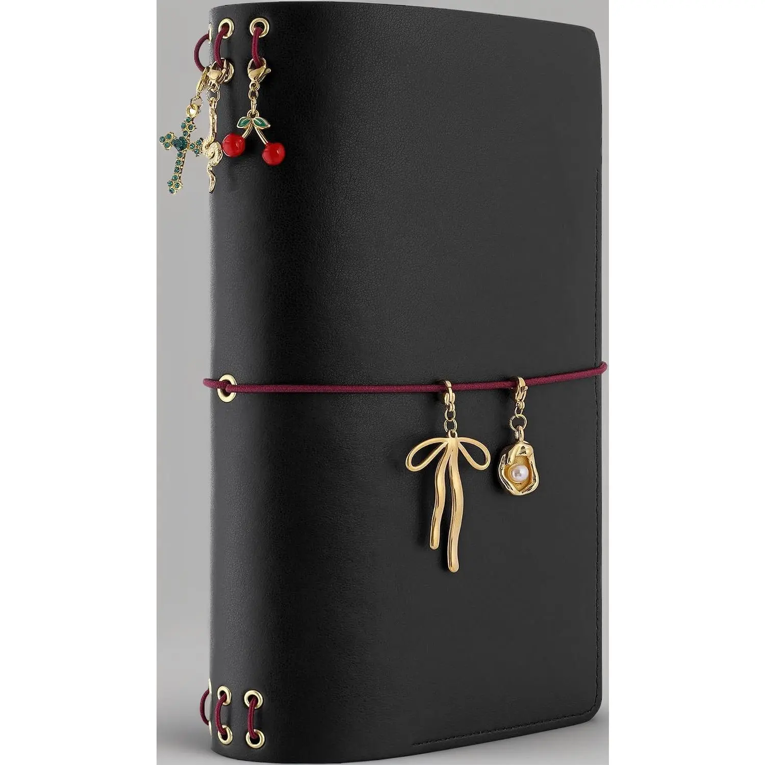 Regular Size Leather Travelers Notebook Cover 4.5*8.5 Inch, Holds 6 Inserts, Soft Durable Vintage Leather Journal Planner Cover for Women, Black (Only Cover)