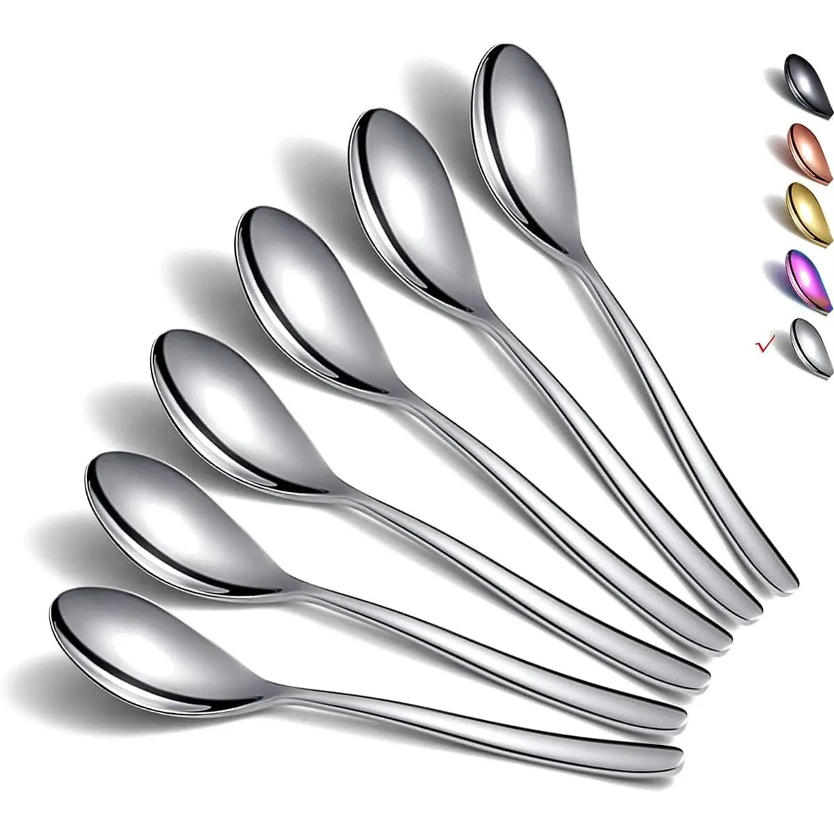 Teaspoons, 6 count Spoons Silverware, Stainless Steel Small Spoons,  Spoons for , Kitchen or Restaurant, Dishwasher Safe (-6.6 Inches)