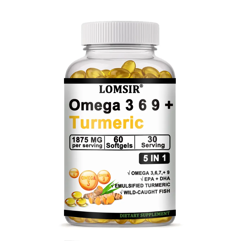 Omega 3 6 9 Plus Turmeric Curcumin Supplement, Fish Oil Omega 3 (EPA & DHA) Supplements for Men and Women, Brain, Heart Health Support - 60 Softgels Dietary Healthcare